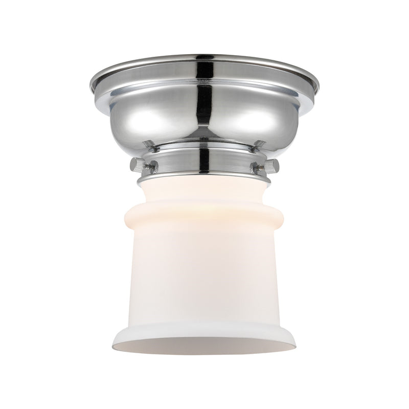 Innovations Canton 6in 1-Light Flush Mount | Industrial Polished Chrome and Matte White Frosted Glass | Bedroom & Hallway | Model 623-1F-PC-G181S-LED