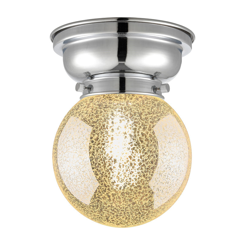 Innovations Beacon 6in 1-Light Flush Mount | Industrial Polished Chrome and Mercury Seeded Glass | Damp-Rated Bathroom & Hallway | Model 623-1F-PC-G208-6