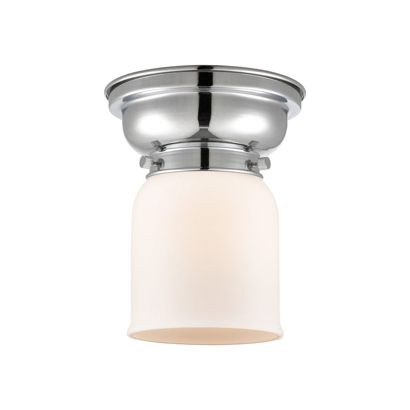 Innovations Bell 5in 1-Light Flush Mount | Industrial Polished Chrome and Matte White Frosted Glass | Bedroom & Hallway | 5 x 8 | Model 623-1F-PC-G51-LED