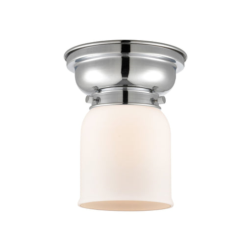Innovations Bell 5in 1-Light Flush Mount | Industrial Polished Chrome and Matte White Frosted Glass | Bedroom & Hallway | 5 x 8 | Model 623-1F-PC-G51-LED