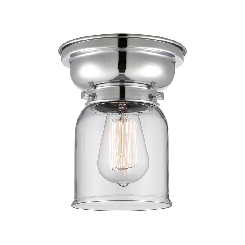 Innovations Bell 5in 1-Light Flush Mount | Industrial Farmhouse Polished Chrome and Clear Glass | Entryway & Hallway | 5 x 8 in | Model 623-1F-PC-G52