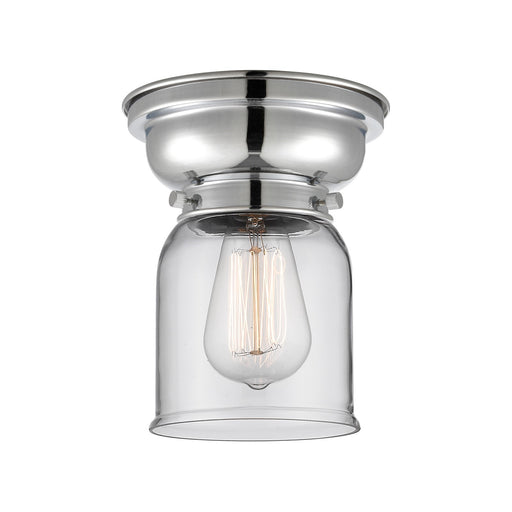 Innovations Bell 5in 1-Light Flush Mount | Industrial Farmhouse Polished Chrome and Clear Glass | Kitchen & Hallway | 5 x 8 in | Model 623-1F-PC-G52-LED