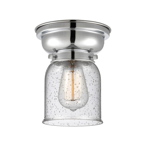 Innovations Bell 5in 1-Light Flush Mount | Industrial Polished Chrome Steel and Seedy Glass | Hallway & Bathroom | 5 x 5 x 8 in | Model 623-1F-PC-G54