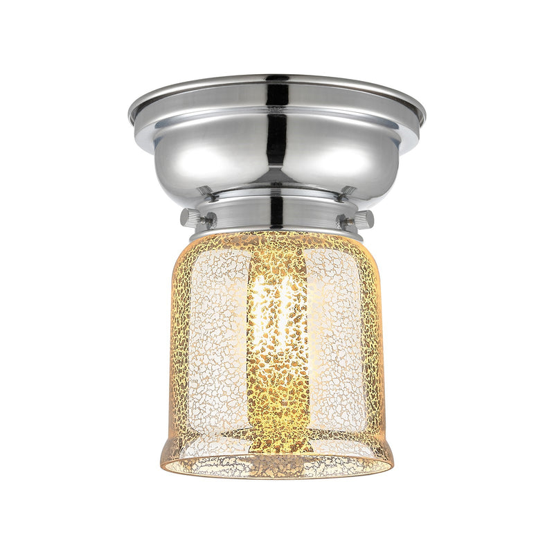 Innovations Bell 5in 1-Light Flush Mount | Traditional Farmhouse Polished Chrome and Silver Plated Mercury Glass | Bathroom & | Model 623-1F-PC-G58-LED