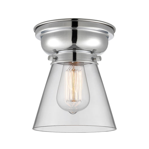 Innovations Cone 6.25in 1-Light Flush Mount | Industrial Polished Chrome and Clear Glass | Bedroom & Hallway | 600 Lumens 2700K | Model 623-1F-PC-G62-LED