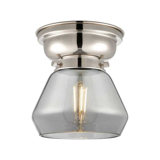 Innovations Fulton 7in 1-Light Flush Mount | Industrial Polished Nickel and Light Smoke Glass | Hallway & Bathroom | 7 x 7 x 7.75 in | Model 623-1F-PN-G173