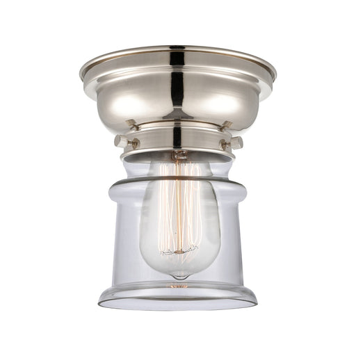 Innovations Canton 6in 1-Light Flush Mount | Industrial Polished Nickel and Clear Glass | Hallway & Bathroom | 5.25 x 7.75 in | Model 623-1F-PN-G182S