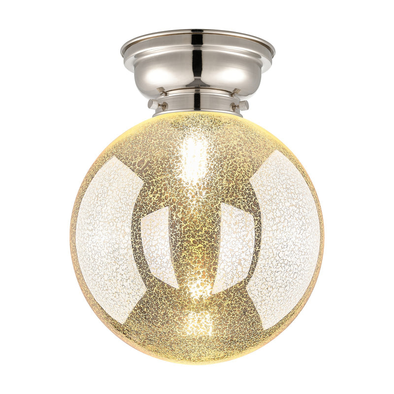 Innovations Beacon 10in 1-Light Flush Mount | Industrial Polished Nickel and Mercury Seeded Glass | Hallway & Bathroom Ceiling | Model 623-1F-PN-G208-10