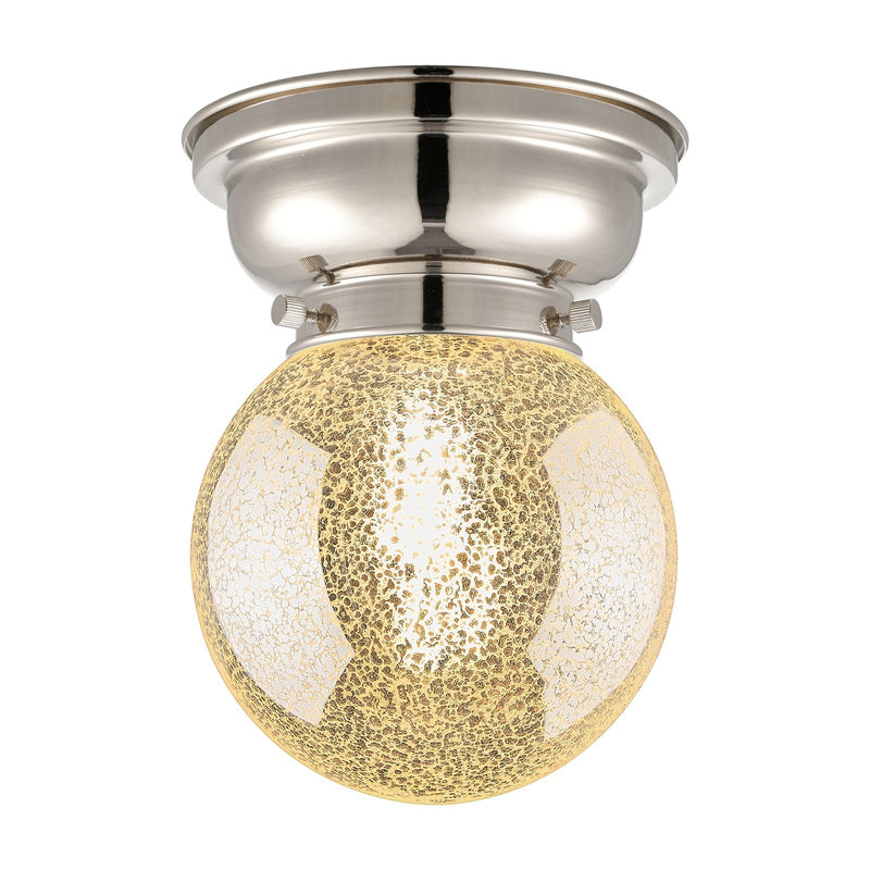 Innovations Beacon 6in 1-Light Flush Mount | Industrial Polished Nickel and Mercury Seeded Glass | Bathroom & Hallway | 6 x 6 x | Model 623-1F-PN-G208-6