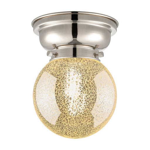 Innovations Beacon 6in 1-Light Flush Mount | Industrial Polished Nickel and Mercury Seeded Glass | Bathroom & Hallway | 6 x 6 x | Model 623-1F-PN-G208-6