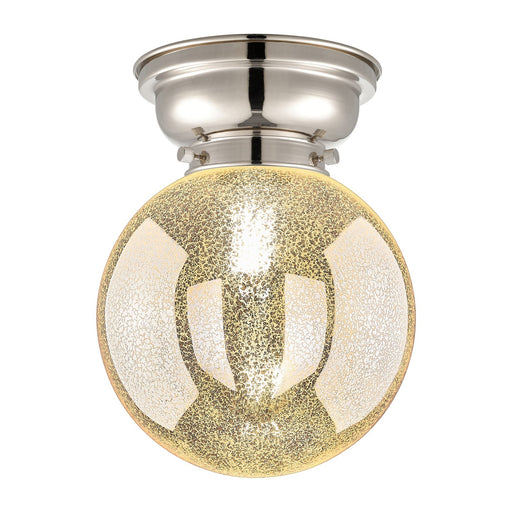 Innovations Beacon 8in 1-Light Flush Mount | Industrial Polished Nickel and Mercury Seeded Glass | Bathroom & Hallway | 8 x 8 x | Model 623-1F-PN-G208-8
