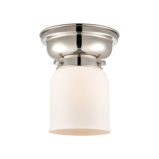 Innovations Bell 5in 1-Light Flush Mount | Industrial Polished Nickel Steel and Matte White Frosted Glass | Bathroom & Hallway | 5 x | Model 623-1F-PN-G51