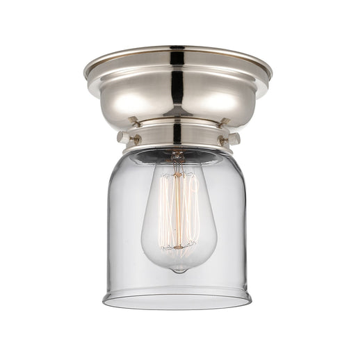 Innovations Bell 5in 1-Light Flush Mount | Industrial Farmhouse Polished Nickel and Clear Glass | Bedroom & Hallway | 5 x 5 x 8 | Model 623-1F-PN-G52-LED