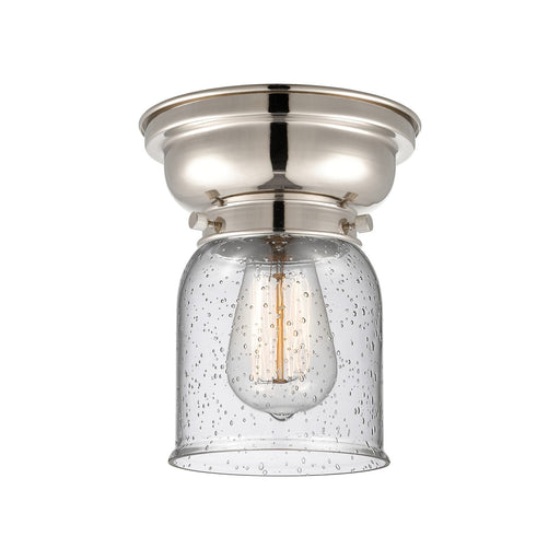 Innovations Bell 5in 1-Light Flush Mount | Industrial Polished Nickel Steel and Seedy Glass | Bedroom & Hallway | 5 x 5 x 8 in | Model 623-1F-PN-G54-LED