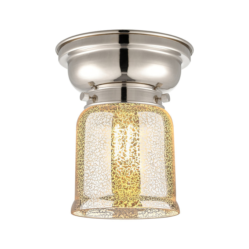 Innovations Bell 5in 1-Light Flush Mount | Traditional Farmhouse Polished Nickel and Silver Plated Mercury Glass | Entryway & | Model 623-1F-PN-G58
