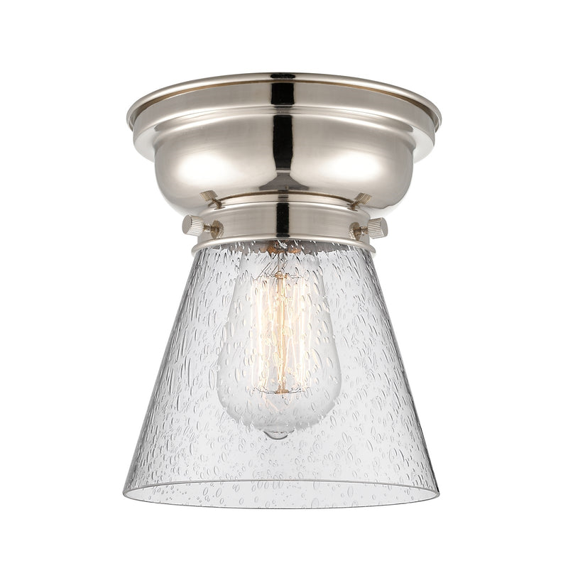 Innovations Cone 6.25in 1-Light Flush Mount | Industrial Polished Nickel Steel and Seedy Glass | Entryway & Hallway | 6.25 x 6.25 x | Model 623-1F-PN-G64