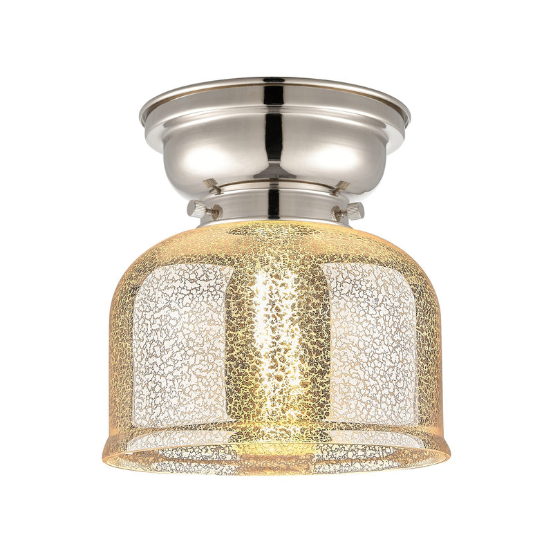 Innovations Bell 8in 1-Light Flush Mount | Traditional Farmhouse Polished Nickel and Silver Plated Mercury Glass | Entryway & | Model 623-1F-PN-G78