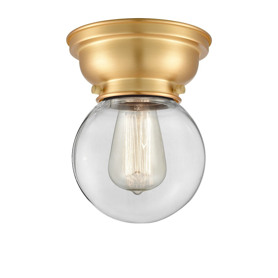 Innovations Beacon 1 Light Flush Mount, Satin Gold/Clear - 623-1F-SG-G202-6