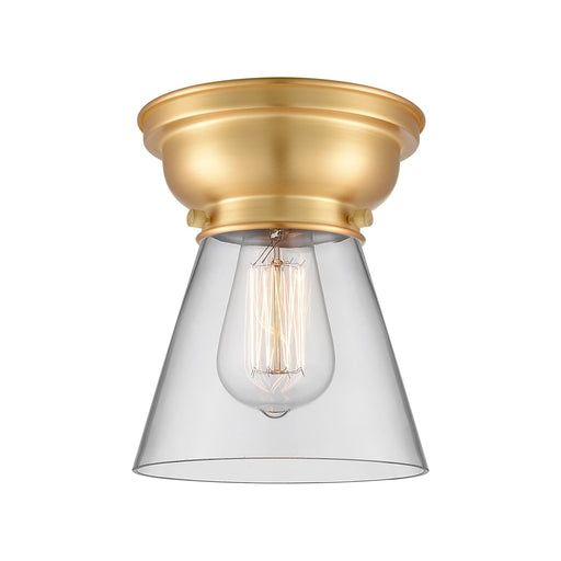 Innovations Cone 6.25in 1-Light Flush Mount | Industrial Farmhouse Satin Gold Steel and Clear Glass | Hallway & Bedroom | 6.25 x | Model 623-1F-SG-G62
