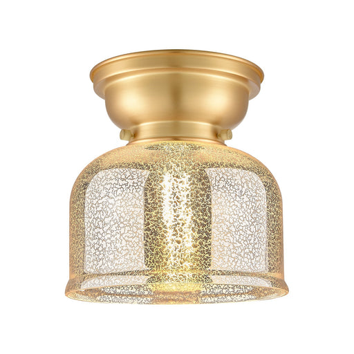 Innovations Bell 8in 1-Light Flush Mount | Traditional Farmhouse Satin Gold Steel and Silver Plated Mercury Glass | Entryway & | Model 623-1F-SG-G78