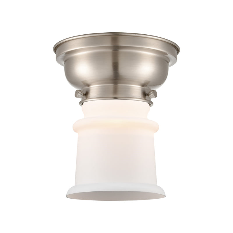 Innovations Canton 6in 1-Light Flush Mount | Industrial Brushed Satin Nickel and Matte White Frosted Glass | Bathroom & Hallway | Model 623-1F-SN-G181S