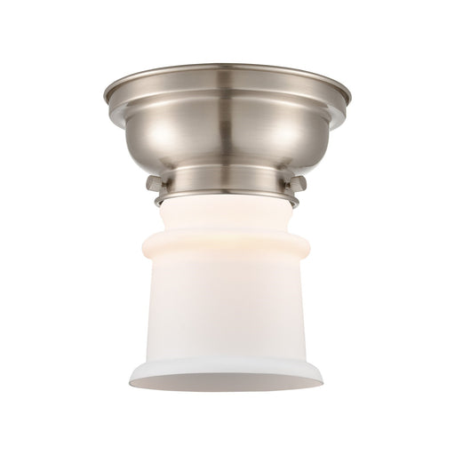 Innovations Canton 5.25in 1-Light Flush Mount | Industrial Brushed Satin Nickel and Matte White Frosted Glass | Bedroom & | Model 623-1F-SN-G181S-LED