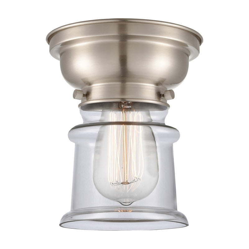 Innovations Canton 6in 1-Light Flush Mount | Industrial Brushed Satin Nickel and Clear Glass | Entryway & Hallway | 5.25 x 5.25 x | Model 623-1F-SN-G182S