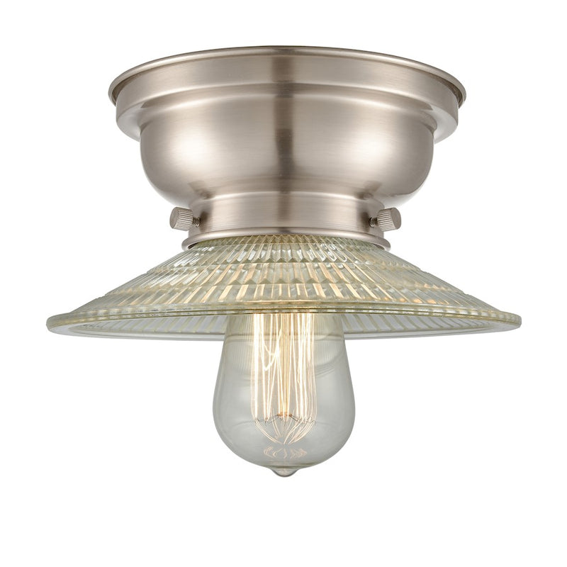 Innovations 2 Halophane 1 Light Flush Mount, BS Nickel/Clr Halo