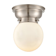 Innovations Beacon 1 Light Flush Mount, Nickel/Matte White - 623-1F-SN-G201-6