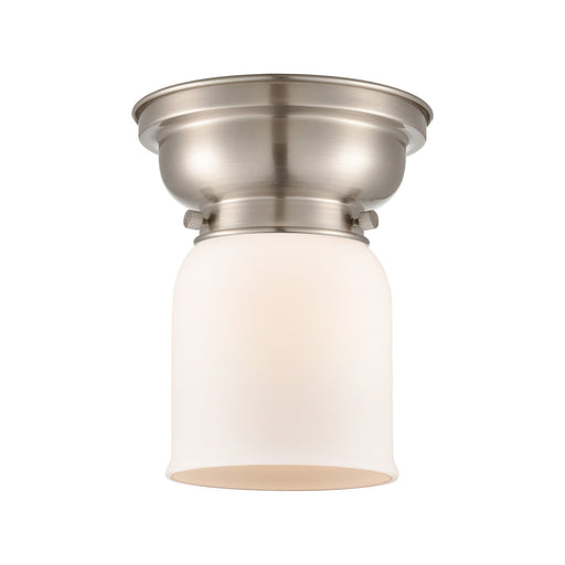 Innovations Bell 5in 1-Light Flush Mount | Industrial Brushed Satin Nickel and Matte White Frosted Glass | Bedroom & Hallway | 5 x 8 | Model 623-1F-SN-G51