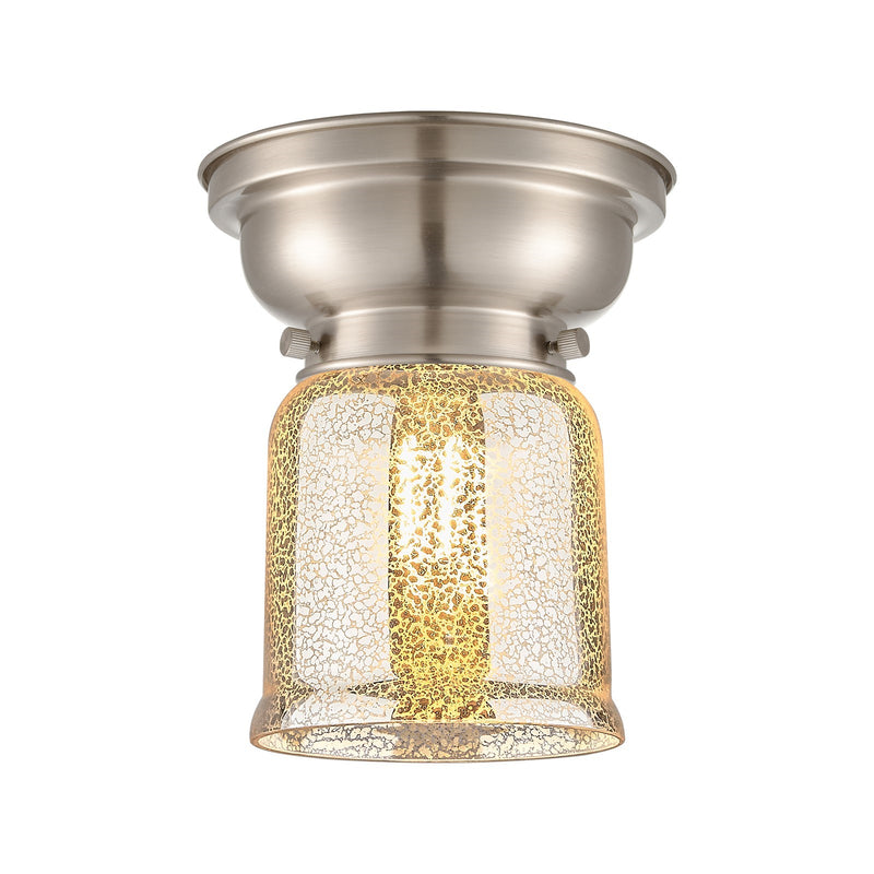 Innovations Bell 5in 1-Light Flush Mount | Traditional Farmhouse Brushed Satin Nickel and Silver Plated Mercury Glass | Hallway | Model 623-1F-SN-G58-LED