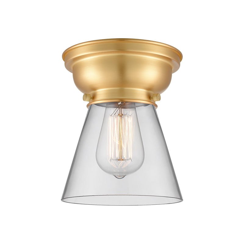 Innovations Cone 6.25in 1-Light Flush Mount | Industrial Brushed Satin Nickel Steel and Clear Glass | Hallway & Bedroom | 6.25 x | Model 623-1F-SN-G62