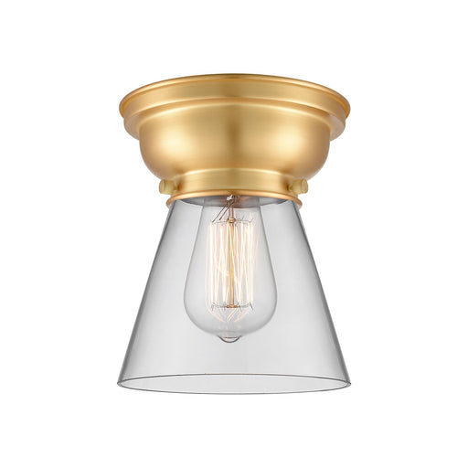 Innovations Cone 6.25in 1-Light Flush Mount | Industrial Brushed Satin Nickel Steel and Clear Glass | Hallway & Bedroom | 6.25 x | Model 623-1F-SN-G62