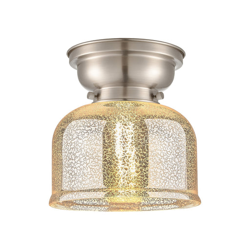 Innovations Bell 8in 1-Light Flush Mount | Traditional Farmhouse Brushed Satin Nickel and Silver Plated Mercury Glass | Entryway & | Model 623-1F-SN-G78