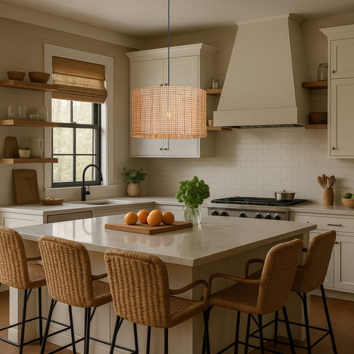 Innovations Weft 1Lt 20" Cord Hung Pendant, Black/Natural Shade