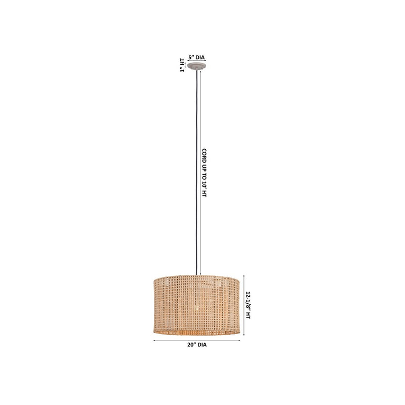 Innovations Weft 1Lt 20" Cord Hung Pendant, Black/Natural Shade