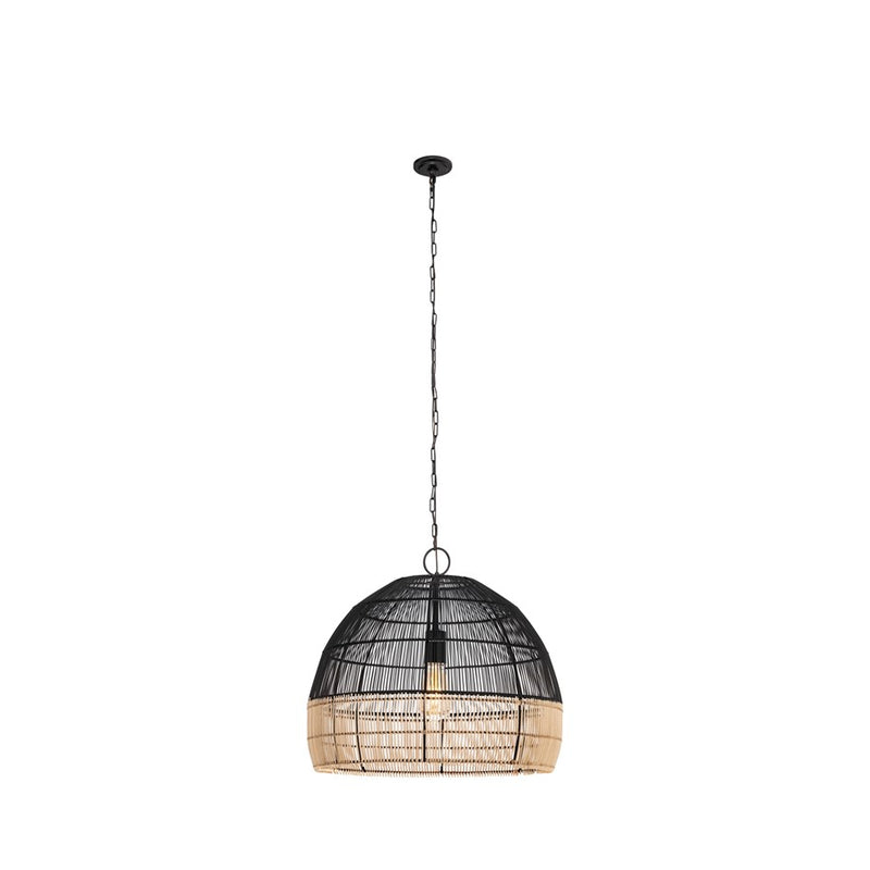 Innovations Latham 1Lt 19" Chain Hung Pendant, Black/Natural - 659-1P-BK-20NT