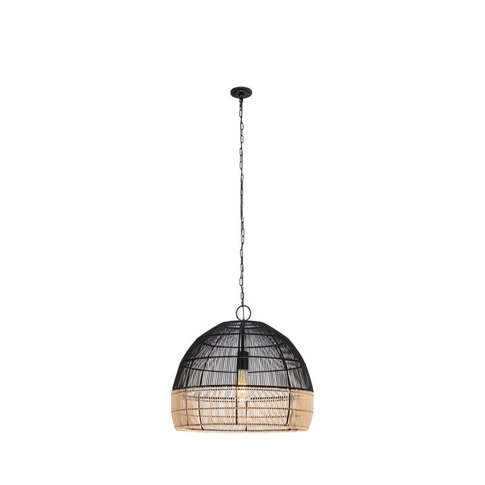 Innovations Latham 1Lt 19" Chain Hung Pendant, Black/Natural - 659-1P-BK-20NT