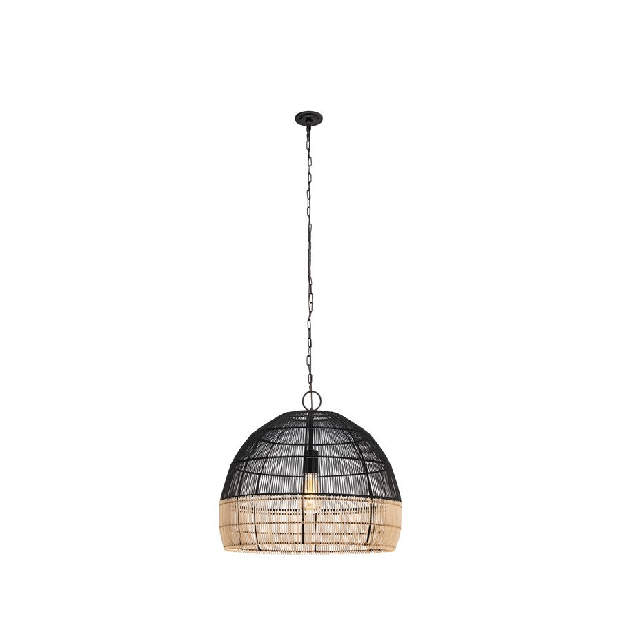 Innovations Latham 1Lt 19" Chain Hung Pendant, Black/Natural - 659-1P-BK-20NT