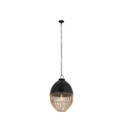 Innovations Bismark 1Lt 14" Chain Hung Pendant, Black/Natural - 661-1P-BK-14NT