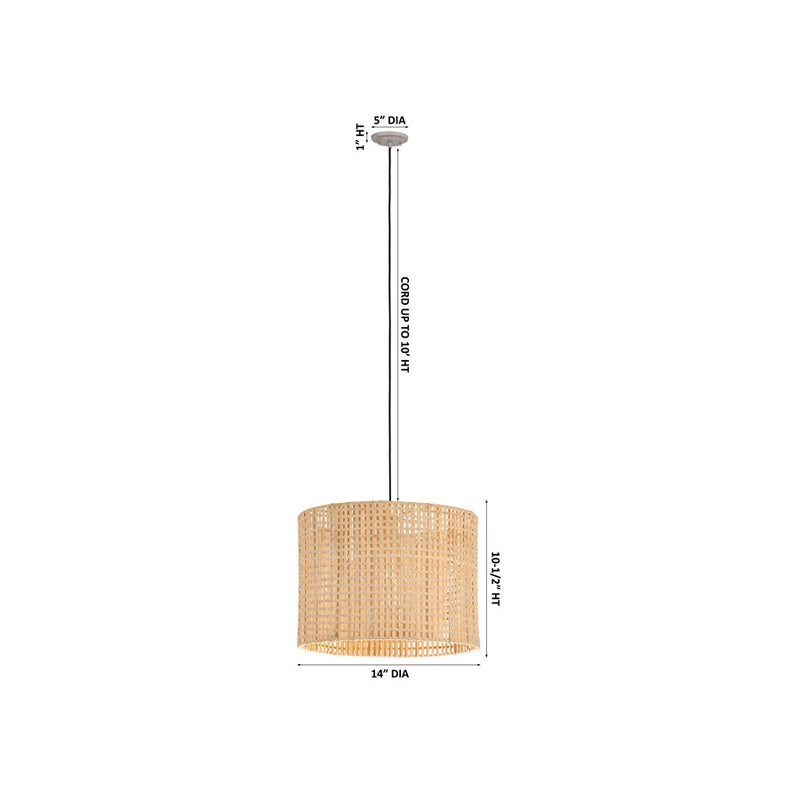 Innovations Tattersall 1Lt 14" Cord Hung Pendant, Black/Natural