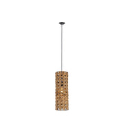 Innovations Grove 1Lt 8" Cord Hung Pendant, Black/Natural Shade - 663-1P-BK-8NT