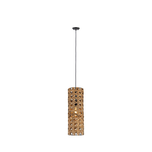 Innovations Grove 1Lt 8" Cord Hung Pendant, Black/Natural Shade - 663-1P-BK-8NT