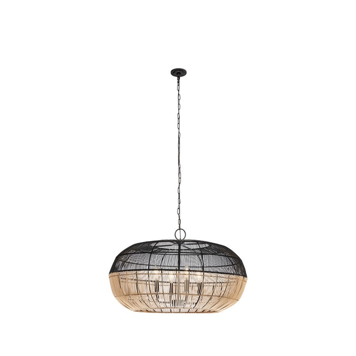 Innovations Crescent 4Lt 29" Chain Hung Pendant, Black/Natural - 670-4P-BK-29NT
