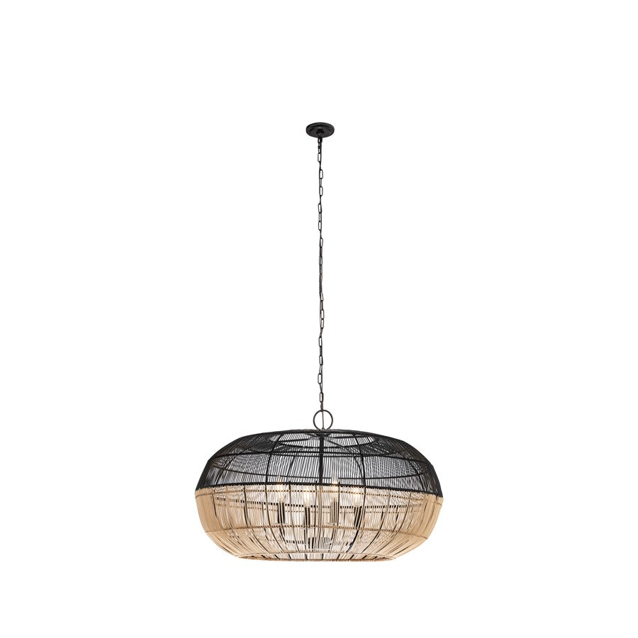 Innovations Crescent 4Lt 29" Chain Hung Pendant, Black/Natural - 670-4P-BK-29NT