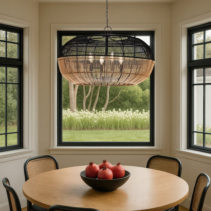 Innovations Crescent 4Lt 29" Chain Hung Pendant, Black/Natural