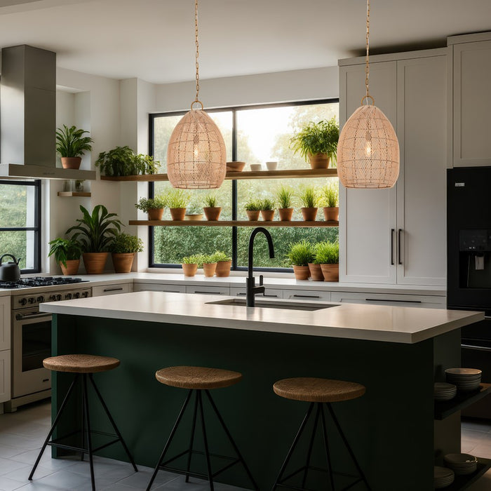 Innovations Willow 1Lt 18" Chain Hung Pendant, Gold/Natural