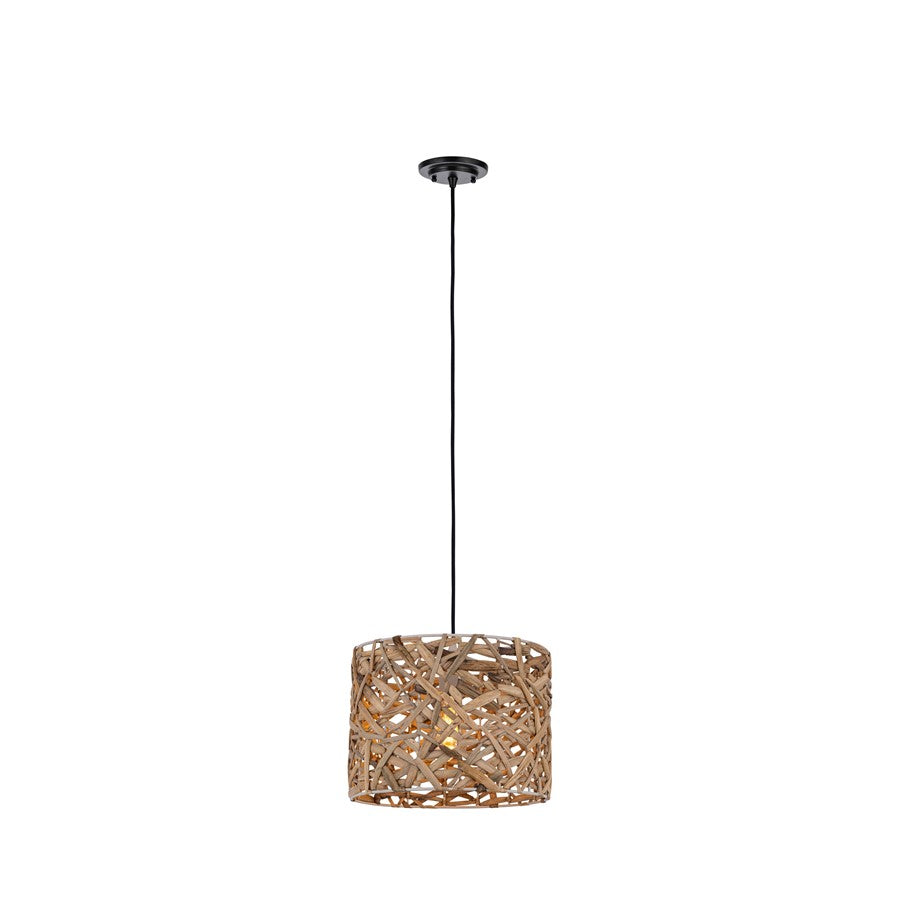 Innovations Savannah 1Lt 13" Cord Hung Pendant, Black/Natural - 674-1P-BK-13NT