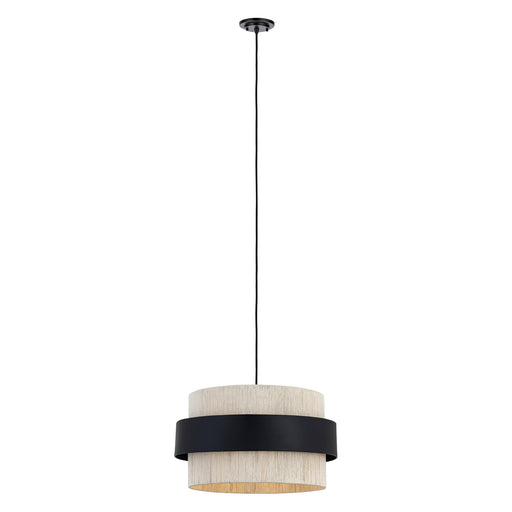 Innovations Parker 21in 1-Light Pendant | Farmhouse Matte Black Steel and Natural Rattan | Kitchen Island & Dining Room | 21 x 21 x | Model 675-1P-BK-20NT