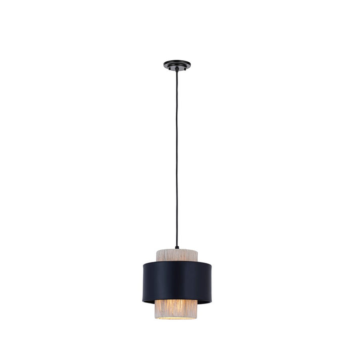 Innovations Mesa 1Lt 8" Cord Hung Pendant, Black/Natural Shade - 676-1P-BK-8NT